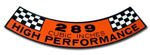 289 High Performance Decal
